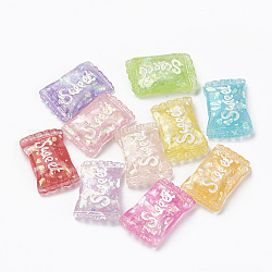 Непрозрачные кабошоны из смолы, с чипом оболочки, конфеты со словом сладкий, разноцветные, 23.5x16x6 мм