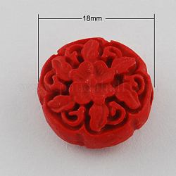 Zinnober-Perlen, Blume, rot, 18x8 mm, Bohrung: 2 mm