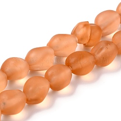 Chapelets de perles vernissées manuelles, pépites givrées, corail, 10x7.5~8x8mm, Trou: 1.2mm, Environ 40 pcs/chapelet, 15.35 pouce (39 cm)