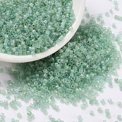 Cylinder Seed Beads, Frosted AB Colors, Round Hole, Uniform Size, Sea Green, 2x1.5mm, Hole: 0.8mm, about 888pcs/10g
