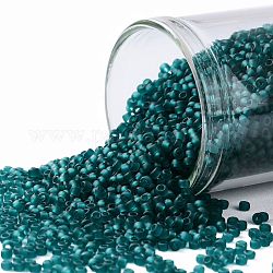 Toho perles de rocaille rondes, Perles de rocaille japonais, (7bdf) sarcelle givrée transparente, 15/0, 1.5mm, Trou: 0.7mm, environ 15000 pcs/50 g
