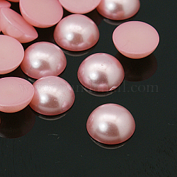 Half Round Domed Imitated Pearl Acrylic Cabochons, Pearl Pink, 6x3.5mm