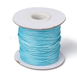 Cordon de polyester ciré coréen, lumière bleu ciel, 1mm, environ 85 yards / rouleau