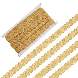 Gewellte Spitzenbänder aus Polyester, Bekleidungszubehör, golden, 5/8 Zoll (15 mm), ca. 13.12 Yard (12m)/Karte