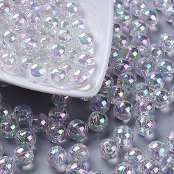 Perle acriliche trasparenti ecologiche, tondo, ab colore, chiaro ab, 10mm, Foro: 2 mm