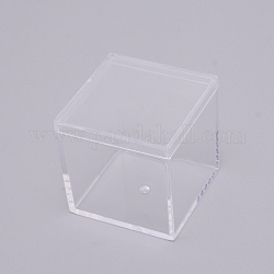 Caja de plástico, transparente, cuadrado, Claro, 4.5x4.5x4.5 cm, tamaño interno: 4.1x4.1 cm