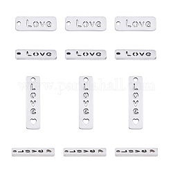 UNICRAFTALE about 20pcs 2 Types Rectangle with Word Love Hypoallergenic Charms Stainless Steel Pendants Blank Tag 1mm Small Hole Smooth Charms for Jewelry Making Stainless Steel Color