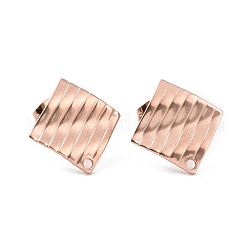 Placage ionique (ip) 304 boucle d'oreille en acier inoxydable, avec le trou, losange, or rose, 16.5x16.5x1.5mm, Trou: 1.4mm, pin: 0.8 mm