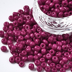 6/0 Perlas de semillas de vidrio, pintura para hornear, agujero redondo, redondo, rojo violeta medio, 4~5x3~5mm, agujero: 1.2~1.5 mm, aproximamente 4500 unidades / libra