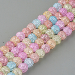 Chapelets de perles en quartz craquelé synthétique, ronde, teinte, couleur mixte, 10mm, Trou: 1mm