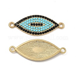 Alloy Connector Charms with Jet Rhinestone, Eye Links, Nickel, Golden, 37x14.5x2mm, Hole: 2mm