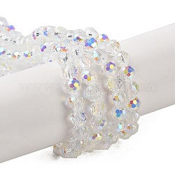 Trasparenti perle di vetro placca fili, ab colore placcato, sfaccettato, tondo, chiaro, 3.8x4.2mm, Foro: 0.9 mm, circa 98pcs/filo, 14.96'' (38 cm)