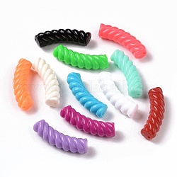 Opaque Acrylic Beads, Twist, Curved Tube, Mixed Color, 33x12x8.5mm, Hole: 1.6mm, about 308pcs/500g
