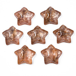Cabujones de resina transparente, con ondas de agua, estrella, coco marrón, 21~21.5x22~22.5x9mm