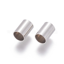 304 perline tubo in acciaio inox, colore acciaio inossidabile, 7x5mm, Foro: 3.8 mm