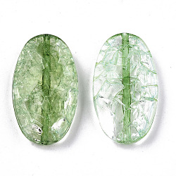 Transparent Knistern Acrylperlen, Oval, mittleres Seegrün, 35.5x20x7 mm, Bohrung: 1.8 mm