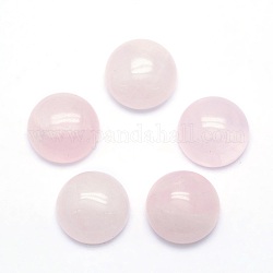 Natural rosa de cabuchones de cuarzo, semicírculo, 12x5~6mm