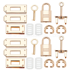 WADORN 2 Sets Alloy Bag Lock Clasp Set, Purse Closure Hardware, with Iron Gasket, Light Gold, 1.45~4.3x1.2~2.3x0.07~1.9cm