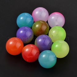 Resin Beads, Round, Mixed Color, 22mm, Hole: 4mm, about 100pcs/bag