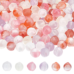 Nbeads 120pcs perles de verre 6 couleurs, pépites, la moitié foré, pour les accessoires de cheveux bricolage, couleur mixte, 13x12x11.5mm, Trou: 1.2mm, 20 pcs / couleur