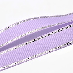 Polyester Grosgrainbänder für Geschenkverpackung, silbernes verdrahtetes Randband, Medium lila, 1/4 Zoll (6 mm), etwa 100 yards / Rolle (91.44 m / Rolle)