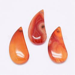 Ciondoli corniola naturali, Magatama, tinto, 40~44x18~22x5~7mm, Foro: 1.5 mm