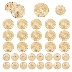 PH PandaHall 40pcs Metal Blazer Button Set 2 Sizes 4-Hole Brass Buttons Golden Sewing Buttons Vintage Metal Buttons Embossed Buttons for Blazers Suits Sport Coats Uniform Jackets Dress, 15/20mm