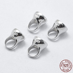 Rhodium Plated 925 Sterling Silver Cord Ends, with 925 Stamp, Platinum, Inner: 4.5mm, 8x6mm