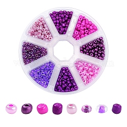 8 Style 6/0 Glass Round Seed Beads, Baking Paint & Ceylon & Transparent Inside Colours Round Hole Beads, Small Craft Beads, for DIY Jewelry Making, Mixed Color, 4~5x2.5~4.5mm, Hole: 1~2mm, about 880~1120pcs/box