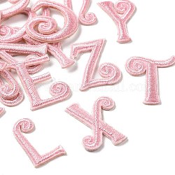 Parches autoadhesivos de tela bordada computarizada, pegar en parche, accesorios de vestuario, letras mezcladas al azar, rosa, 26~33x6~28mm