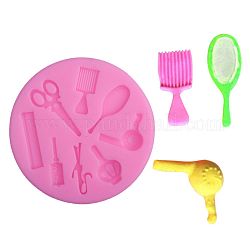 Hair Tools Design DIY Food Grade Silicone Molds, Fondant Molds, For DIY Cake Decoration, Chocolate, Candy, UV Resin & Epoxy Resin Jewelry Making, Random Single Color or Random Mixed Color, 80x8mm, Inner Size: 22~38x4~14mm