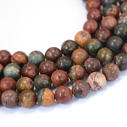 Pierre naturelle picasso / perles de jaspe picasso, ronde, 10~10.5mm, Trou: 1.2mm, Environ 36 pcs/chapelet, 15.5 pouce