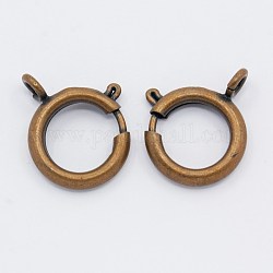 Brass Spring Ring Clasps, Jewelry Accessory, Red Copper Color, 15.5mm, Hole: 2.5mm