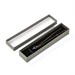 Rechteckige Schmuckschatulle aus Papier, Schnappdeckel, mit Schwammmatte, für Halskettenverpackungen, Olive, 22.5x5x3.1 cm