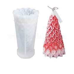 3d sapin de noël bricolage moules en silicone pour bougies, pour la fabrication de bougies parfumées d'arbre de Noël, blanc, 9.3x15.5 cm, Diamètre intérieur: 13.7x7.5 cm