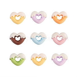Смола декодирует кабошоны, имитация еды, пончик в форме сердца, Диетические аксессуары, разноцветные, 19x25x7.5 мм, 35 шт / пакет