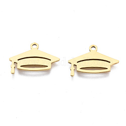 Ion Plating(IP) 201 Stainless Steel Pendants, Laser Cut, Hat, Golden, 11.5x16.5x1mm, Hole: 1.4mm