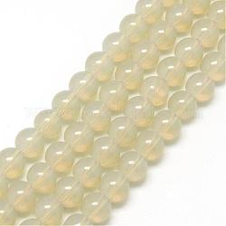 Baking Painted Glass Beads Strands, Imitation Opalite, Round, Pale Goldenrod, 8mm, Hole: 1.3~1.6mm, about 100pcs/strand, 31.4 inch