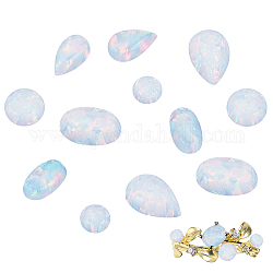 CHGCRAFT 12Pcs 6 Style Opal Oval Cabochon Opal Cabochons Flatback Opal Cabochons Teardrop Colorful for Jewellery Making, Width 3-4mm