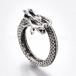 Сплав манжеты кольца пальцев, широкая полоса кольца, дракон, античное серебро, размер США 9 3/4 (19.5 мм)
