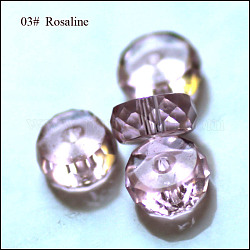Perles d'imitation cristal autrichien, grade AAA, facette, plat rond, rose, 10x5.5mm, Trou: 0.9~1mm