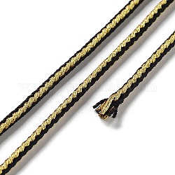 Плетеный шнур из двухцветного полиэстера длиной 14 м., круглые, чёрные, 2.5 мм, около 15.31 ярда (14 м) / рулон