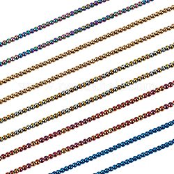 5 brins 5 brins de perles de verre électrolytique de couleurs, ronde, couleur mixte, 3mm, Trou: 0.5mm, Environ 295~297 pcs/chapelet, 26.77 pouce (68 cm), 1strand / couleur
