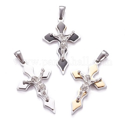 Easter Theme 304 Stainless Steel Pendants, Crucifix Cross, Mixed Color, 36.5x22x5.5mm, Hole: 3x5mm
