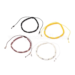 Регулируемые нейлоновые шнур плетеный браслеты из бисера, со стеклянным бисером и круглым латунным бисером, разноцветные, внутренний диаметр: 2-1/4~ 4-1/8 дюйм (5.6~10.5 см)