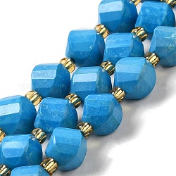 Perles de howlite naturelles teintes, avec des perles de rocaille, torsion facettes, bleu profond du ciel, 8x8.5x7mm, Trou: 1mm, Environ 39 pcs/chapelet, 15.51 pouce (39.4 cm)