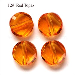 Imitation Austrian Crystal Beads, Grade AAA, Faceted, Flat Round, Dark Orange, 10x5mm, Hole: 0.9~1mm