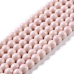 Fili di perline in vetro placcato, cottura della vernice, tondo, rosa nebbiosa, 10mm, Foro: 1.3~1.6 mm, circa 80pcs/filo, 31.4 pollice