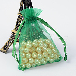 Sacs-cadeaux en organza avec cordon de serrage, pochettes à bijoux, fête de mariage cadeaux de noël sacs-cadeaux, verte, 9x7 cm