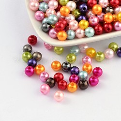 Perles acryliques de perles d'imitation, teinte, ronde, couleur mixte, 8x7.5mm, Trou: 2mm, environ 1900 pcs / livre